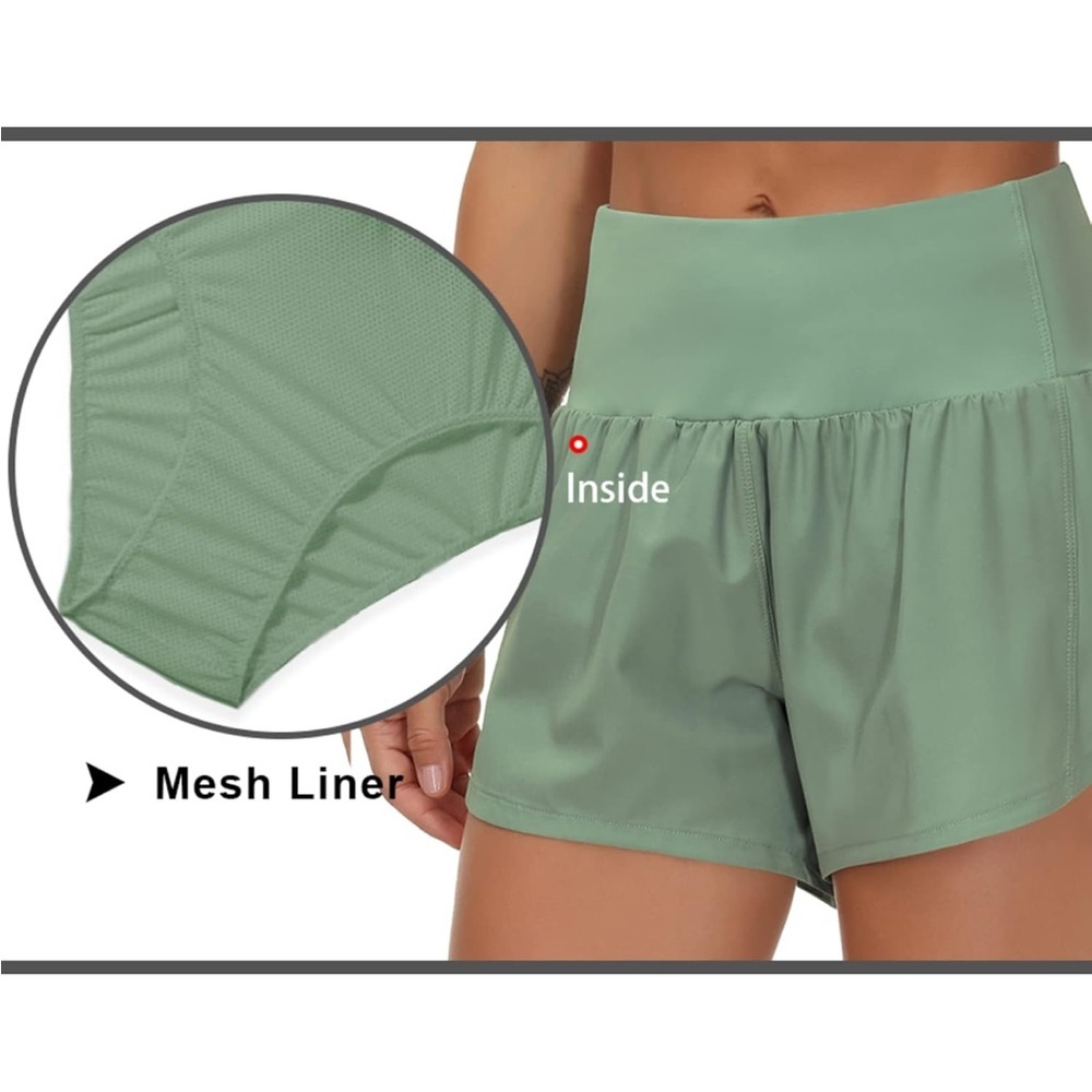 ✨2 for $35 ALL SHORTS!✨ GYM PEOPLE - High Waisted Running Shorts 4" MINT Small - Picture 4 of 7